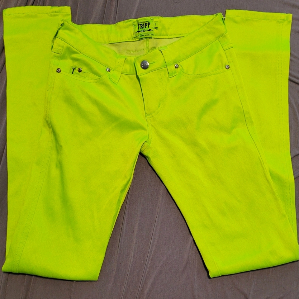 Tripp NYC stretch skinny pants in highlighter yellow/green size 1
